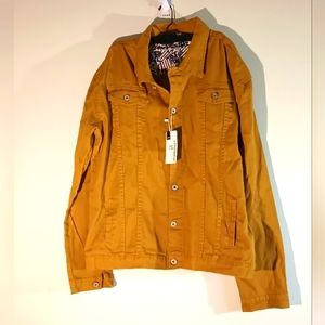 LONGBIDA Women's Yellow Gold Jean Jacket Button Up Denim Jacket Size 3XL New
